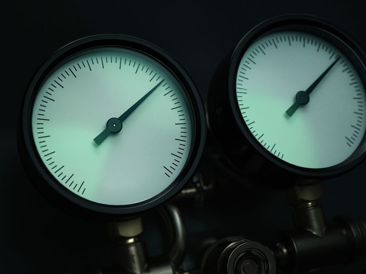 Duha ka pressure gauge, close-up